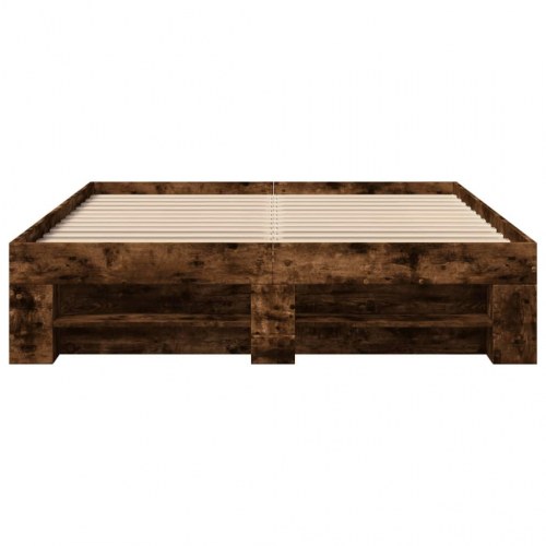 Sengeramme 140 x 190 cm med opbevaring - røget eg