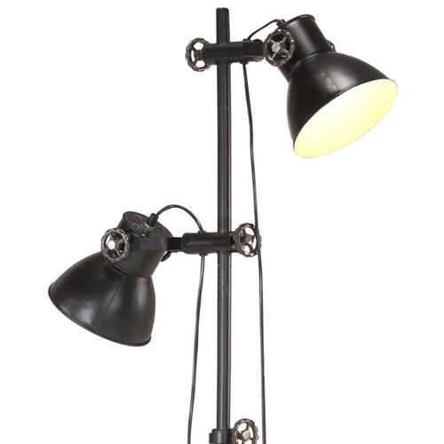Gulvlampe med 2 lampeskærme E27 støbejern sort