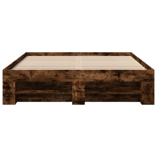 Sengeramme 120 x 190 cm med opbevaring - røget egetræ