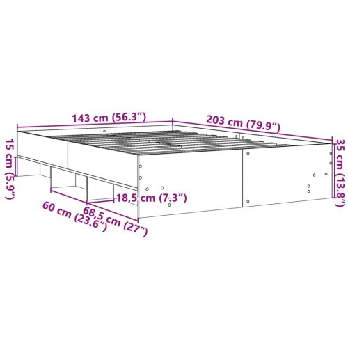 Sengeramme 140 x 200 cm med opbevaring - sonoma-eg