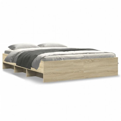 Sengeramme 150 x 200 cm med lamelbund - sonoma-eg
