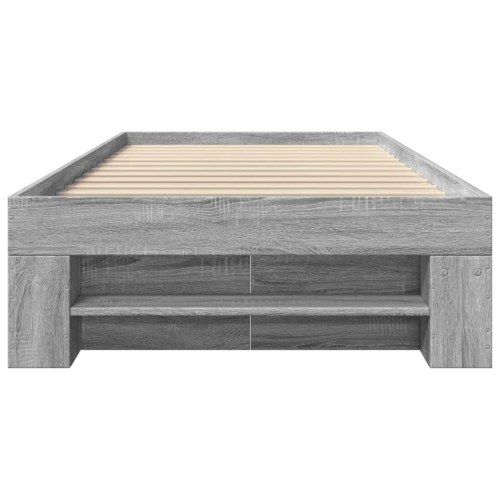 Sengeramme 100 x 200 cm med opbevaring - grå sonoma-eg