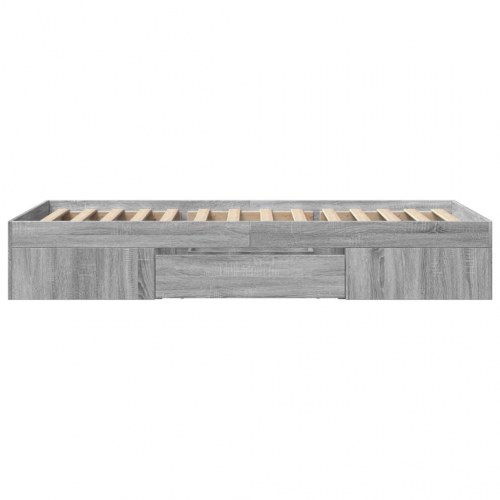 Sengeramme 100 x 200 cm med opbevaring - grå sonoma-eg