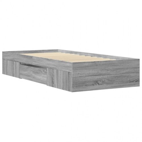 Sengeramme 100 x 200 cm med opbevaring - grå sonoma-eg