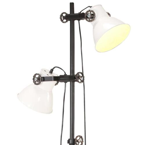 Gulvlampe med 2 lampeskærme E27 støbejern hvid