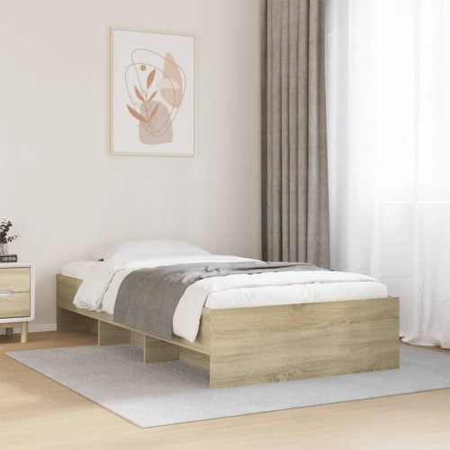 Sengeramme 100 x 200 cm med lamelbund og opbevaringsrum - sonoma-eg