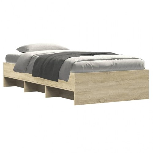 Sengeramme 100 x 200 cm med lamelbund og opbevaringsrum - sonoma-eg