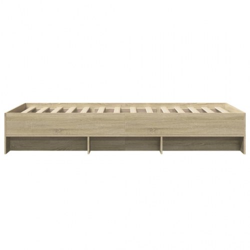 Sengeramme 100 x 200 cm med lamelbund og opbevaringsrum - sonoma-eg