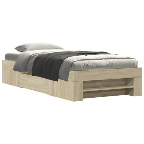 Sengeramme 75 x 190 cm uden madras med opbevaring - sonoma-eg