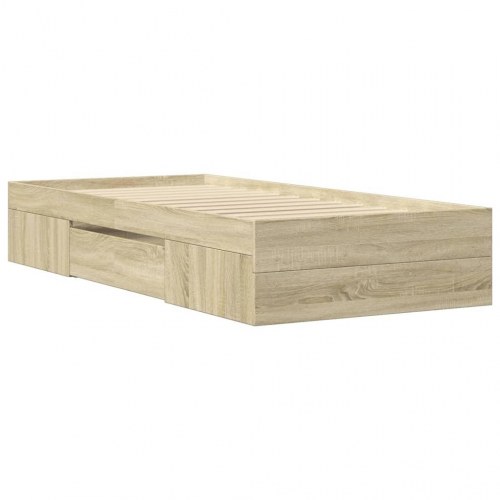 Sengeramme 75 x 190 cm uden madras med opbevaring - sonoma-eg