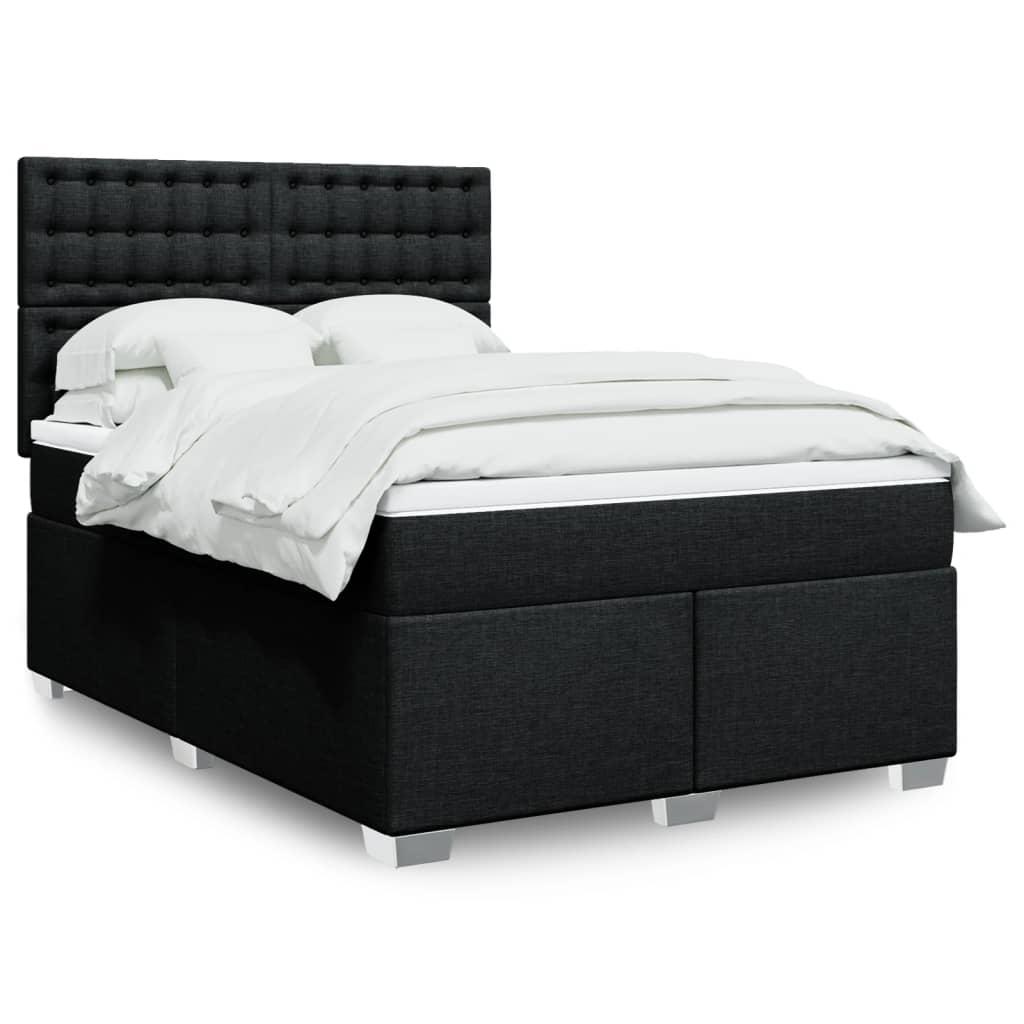 Kontinentalseng Med Madras Stof Sort - knapper / 140 x 200 cm
