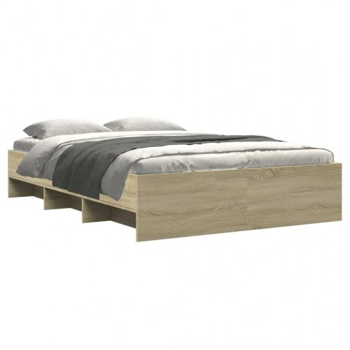 Sengeramme 140 x 190 cm med opbevaring - sonoma-eg