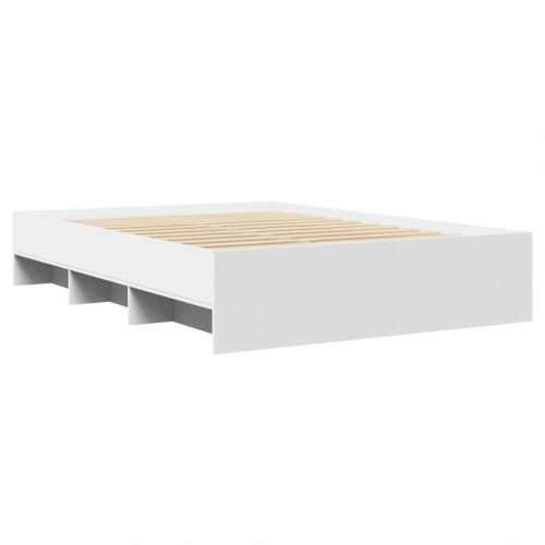 Sengestel 135 x 190 cm med lamelbund og opbevaring - hvid