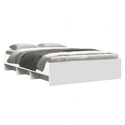 Sengestel 135 x 190 cm med lamelbund og opbevaring - hvid