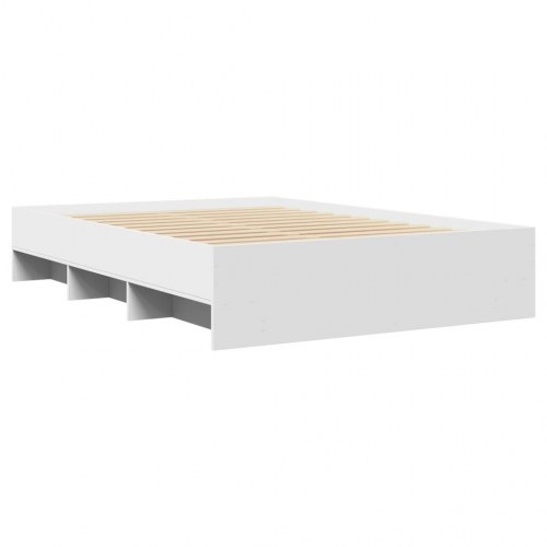 Sengestel 135 x 190 cm med lamelbund og opbevaring - hvid