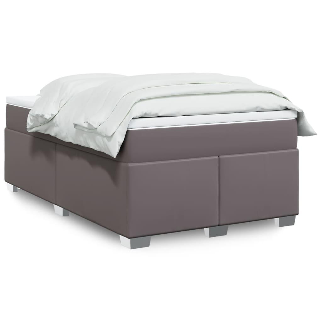 Kontinentalseng med madras og topmadras 120x190 cm - kunstlæder, grå