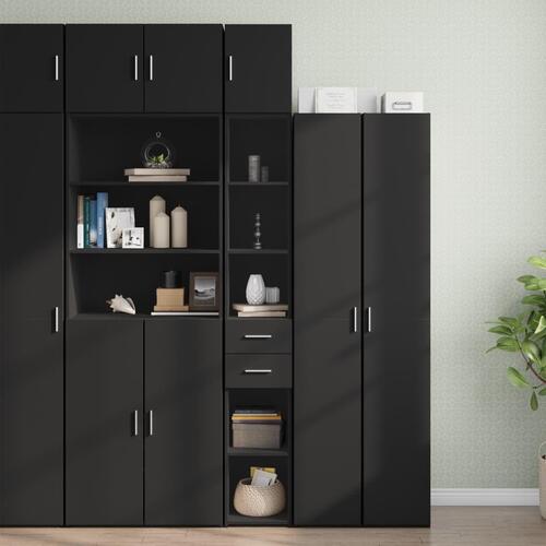 Skab 30x42,5x225 cm smalt konstrueret træ sort