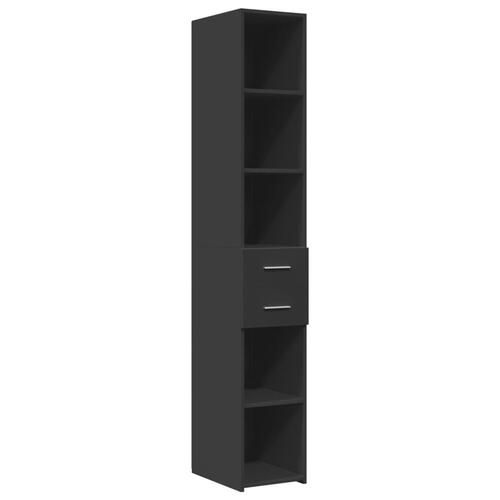 Skab 30x42,5x225 cm smalt konstrueret træ sort