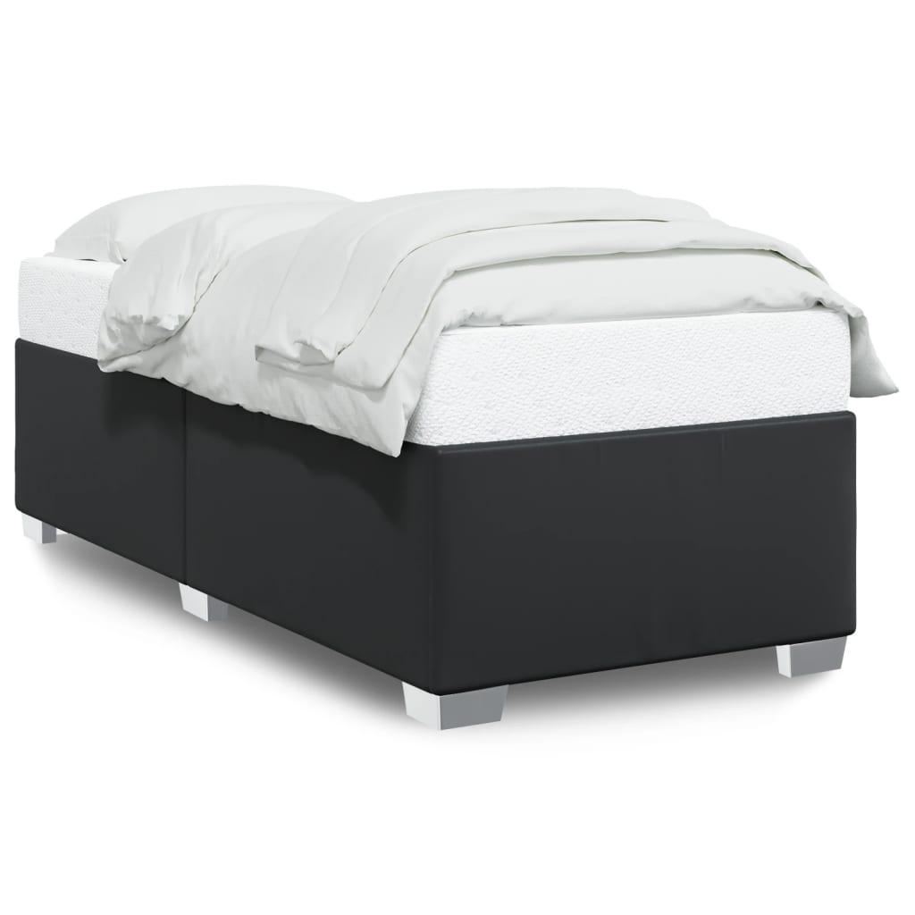 Sengeramme 90×200 cm i kunstlæder - sort enkeltseng