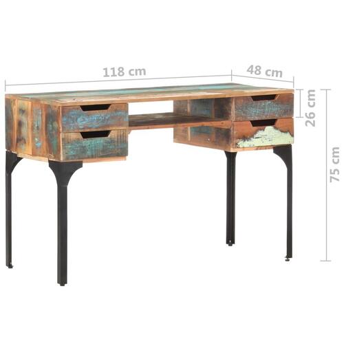 Skrivebord 118x48x75 cm massivt genbrugstræ