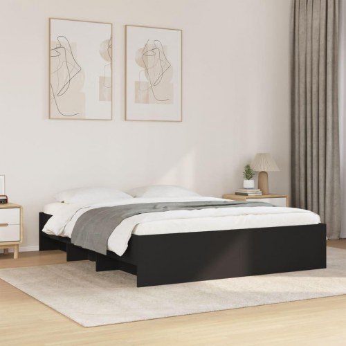 Sengeramme 160 x 200 cm med opbevaring - sort