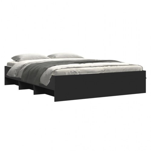 Sengeramme 160 x 200 cm med opbevaring - sort