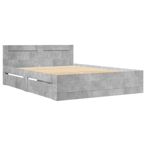 Sengeramme med sengegavl 120x200 cm konstrueret træ betongrå