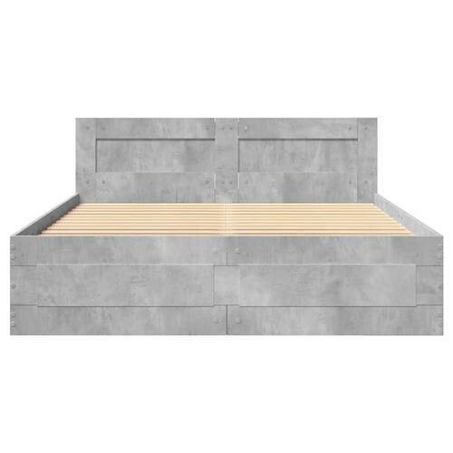 Sengeramme med sengegavl 120x200 cm konstrueret træ betongrå