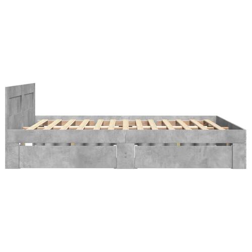 Sengeramme med sengegavl 120x200 cm konstrueret træ betongrå