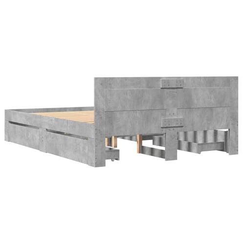 Sengeramme med sengegavl 120x200 cm konstrueret træ betongrå
