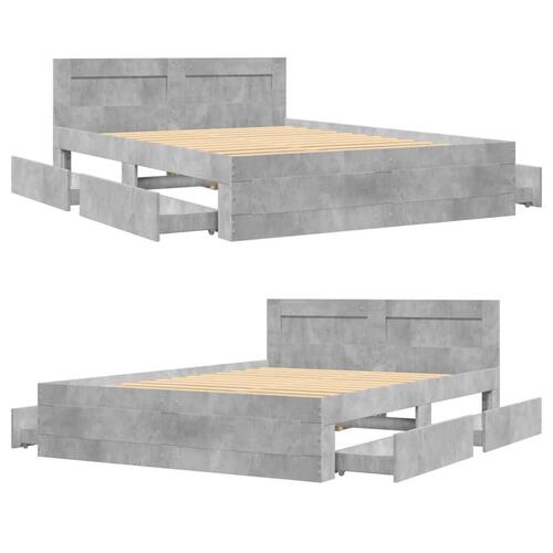 Sengeramme med sengegavl 120x200 cm konstrueret træ betongrå