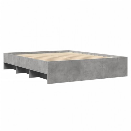 Sengestel 150 x 200 cm i konstrueret træ - betongrå