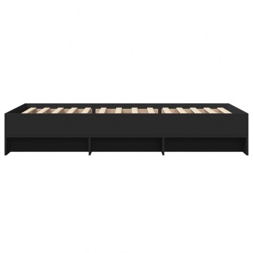 Sengeramme 90 x 200 cm med lameller og opbevaring - sort