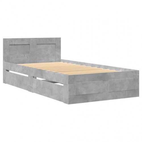 Sengeramme med sengegavl 100x200 cm konstrueret træ betongrå