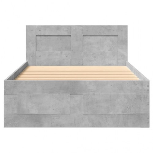 Sengeramme med sengegavl 100x200 cm konstrueret træ betongrå