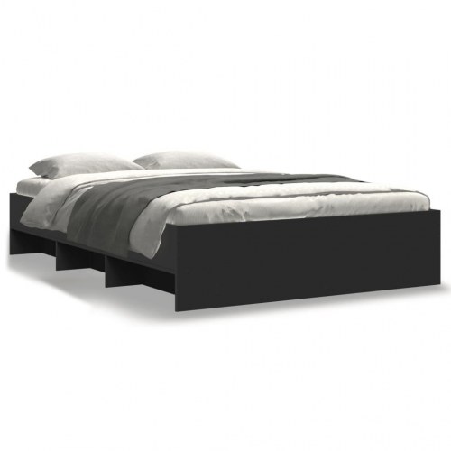 Sengeramme med opbevaring 135 x 190 cm - sort