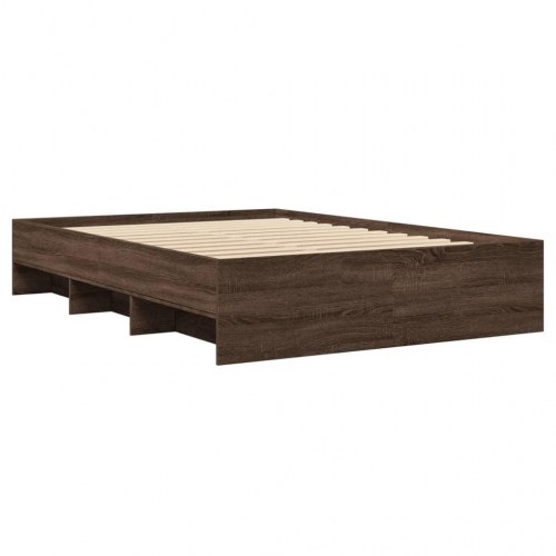 Sengestel 135 x 190 cm med opbevaring - brun eg