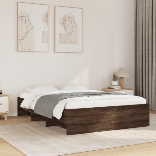 Sengestel 135 x 190 cm med opbevaring - brun eg