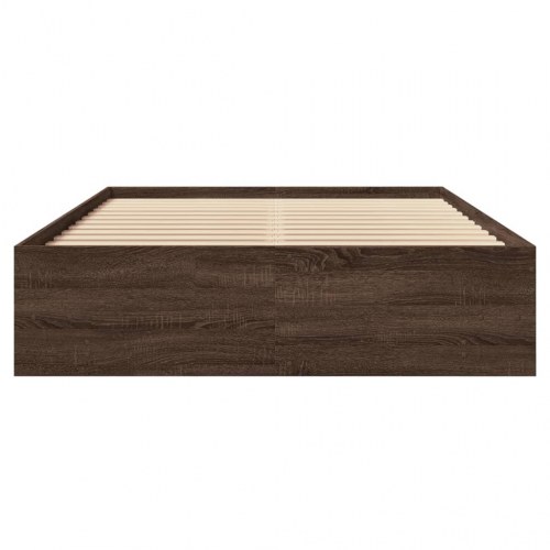 Sengestel 135 x 190 cm med opbevaring - brun eg