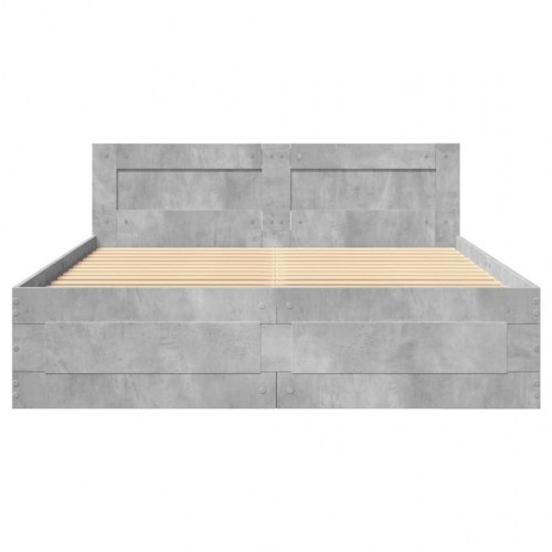 Sengeramme med sengegavl 140x190 cm konstrueret træ betongrå
