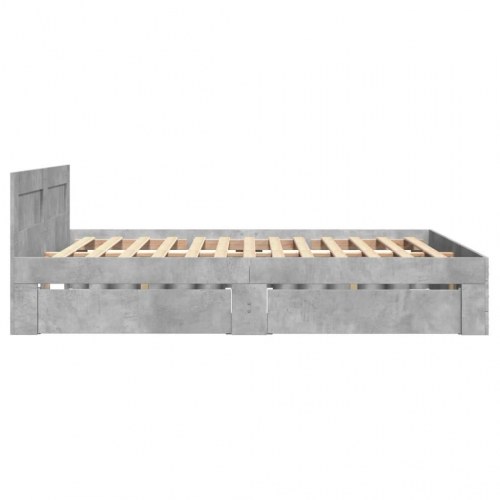 Sengeramme med sengegavl 140x190 cm konstrueret træ betongrå