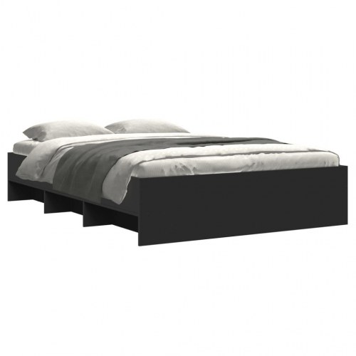 Sengeramme 140 x 190 cm med lamelbund og opbevaring - sort