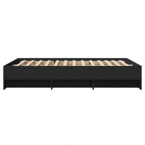 Sengeramme 140 x 190 cm med lamelbund og opbevaring - sort
