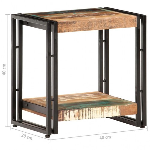 Sidebord i massivt genbrugstræ - 40 × 30 × 40 cm, industrielt design