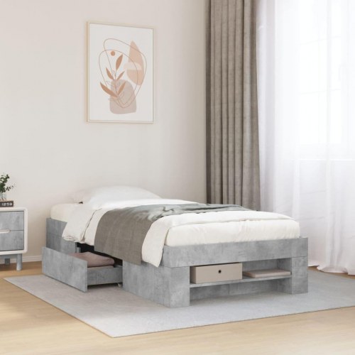 Sengeramme 100 x 200 cm med opbevaring - betongrå
