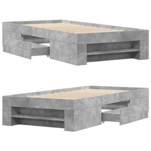 Sengeramme 100 x 200 cm med opbevaring - betongrå