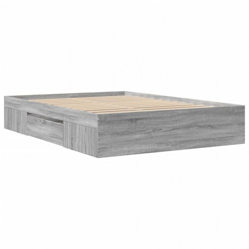 Sengestel 120 x 190 cm med opbevaring - grå sonoma-eg