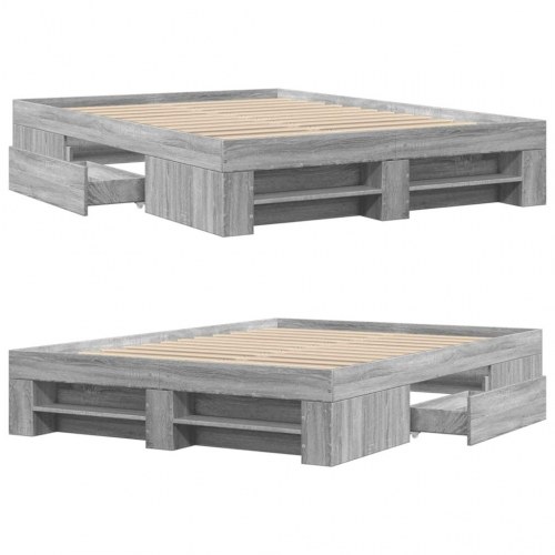 Sengestel 120 x 190 cm med opbevaring - grå sonoma-eg