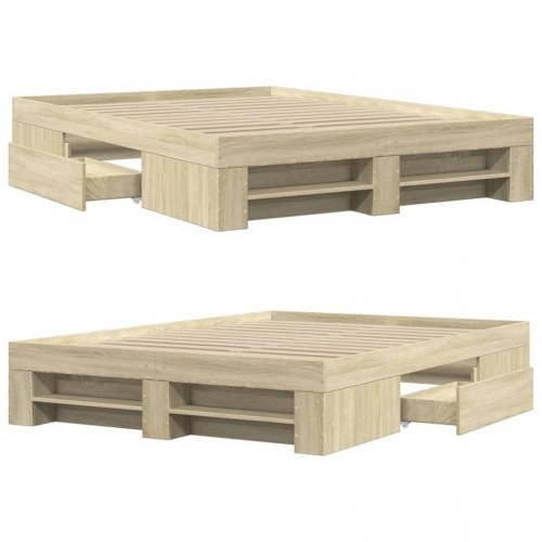 Sengeramme 120 x 200 cm med opbevaring uden madras - sonoma-eg