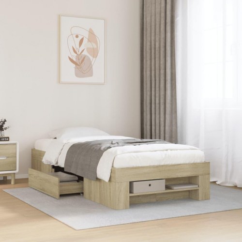 Sengeramme 90 x 200 cm med opbevaring - sonoma-eg